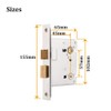 Probrico Bedroom Mortice Sashlock 65mm, Internal Door Latch for Bathroom,