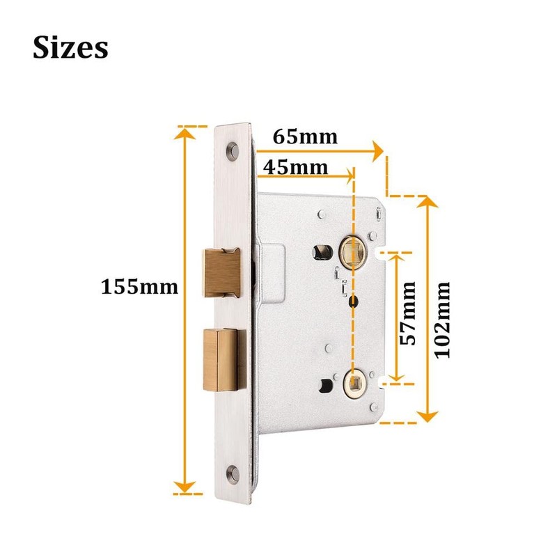 Probrico Bedroom Mortice Sashlock 65mm, Internal Door Latch for Bathroom,
