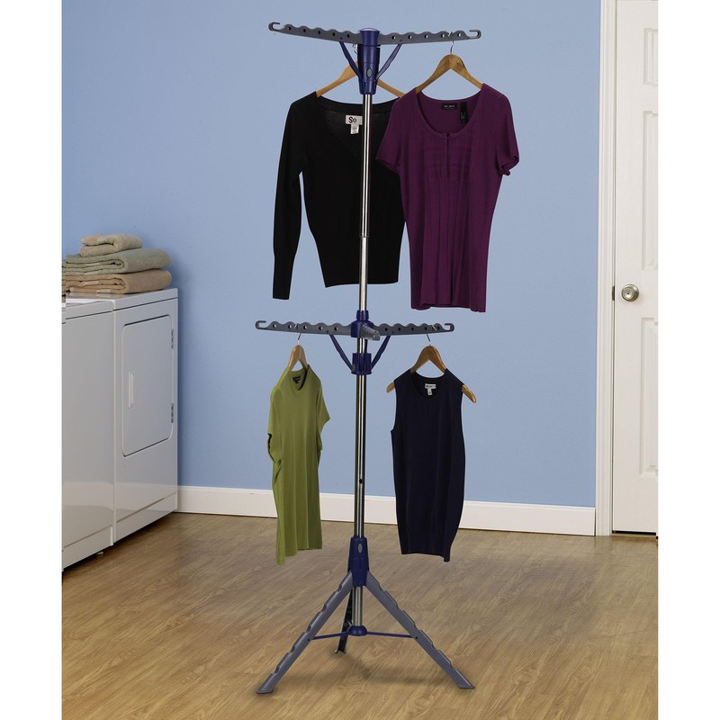 Household Essentials 5012-1 Portable 2-Tier Clothes Drying Rack Tri-pod |