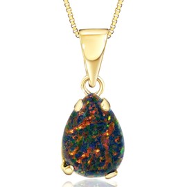 14K Gold Black Opal Pendant for Women - Teardrop Pendant - Solid Gold Pendant - Gold Pendant - Everyday Jewelry - Gold Formal Jewelry - Opal Jewelry for Women - Pendant Only