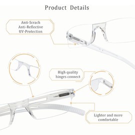 LifeArt 8 Pairs Reading Glasses, Blue Light Blocking Glasses, Computer Reading Glasses for Women and Men, Fashion Rectangle Eyewear Frame(4 Colors&4 Clear, +1.50 Magnification)