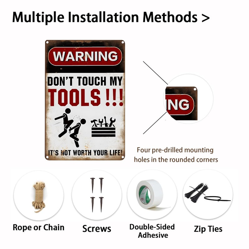Yiruhe Not Touch My Tools Metal Signs Vintage Style Tool