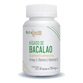 Aceite De Hígado Bacalao Omega 3 Vit D Y A Nutrasien 60cap Sabor Neutro