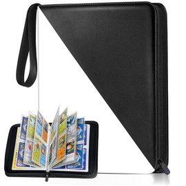Card Binder with 4 Pockets - Holds Up to 400 Cards, Trading Card Collection Case Book (Black, 4 Pockets/400 Cards)