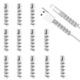 Pagabach Silicone Charger Cord Protector Sleeves Cover Charger Cable Protector for Smart Phones USB Mouse Cable Protector Spiral Flexible Cable Cord Saver for All Cell Phones Data Lines 12PCS (Grey)