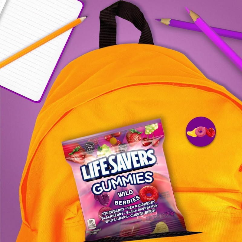 LIFE SAVERS Wild Berries Gummy Candy, 3.22 oz Bags (Pack