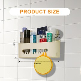 suntree Suction Cup Shower Caddy - Strong Hold, Holds 22lb, No Drill Needed, Waterproof Bathroom Shelf Organizer for Shampoo Bottles, White