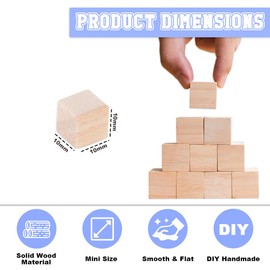 LPAMABA Approx. 500 Pieces Natural Wooden Cube Decoration 10 mm Blank Wooden Craft Cube 1 cm Mini Wooden Cube Decoration Small Wooden Square Dice for Crafts for DIY Painting Craft Decoration