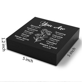Religious Gifts for Women Christian Gifts Christian Wooden Box Sign Desk Decor Bible Verse Decorations for Home Office Shelf Table Desk Gifts for Christian Women 5 x 5 Inch (Black Decor)