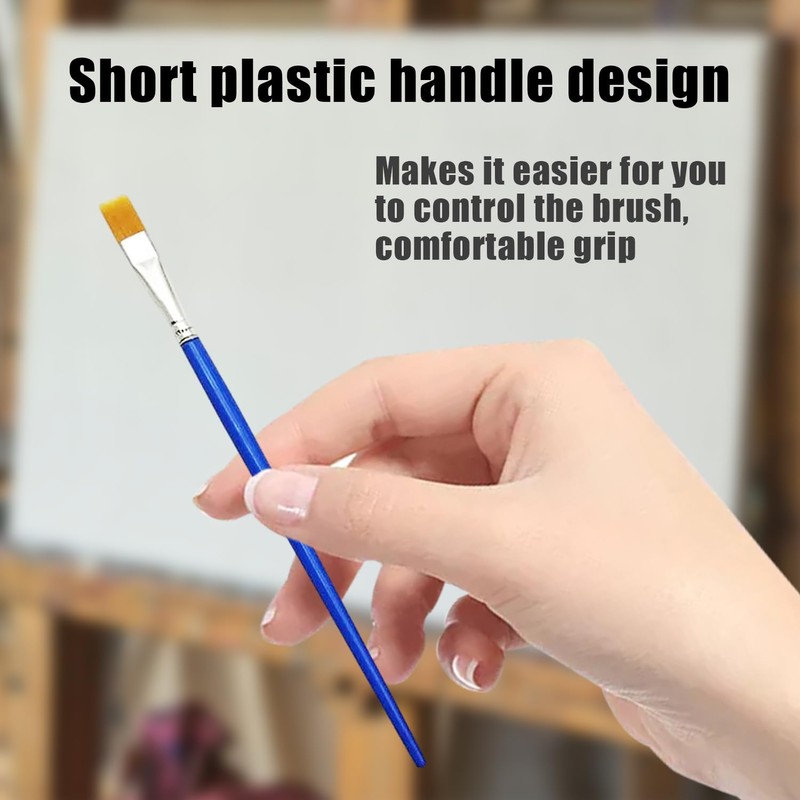 40 Blue Stick Brushes, Nylon Brushes, Craft Brushes, Flat Brushes,