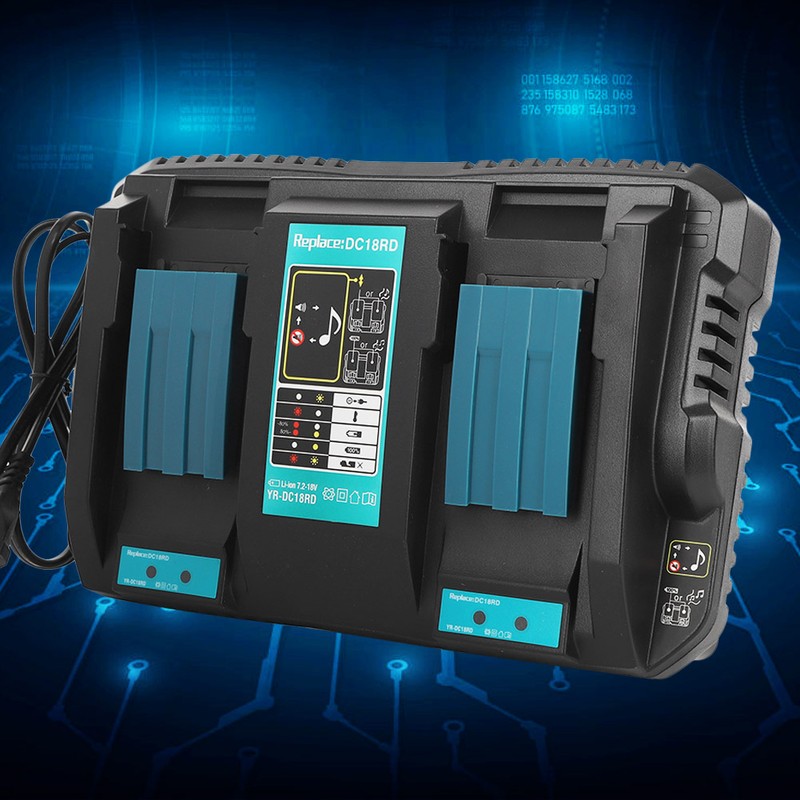 Double Battery Charger with USB Interface DC18RD Fit for Makita