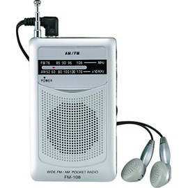 Kakusee FM-108 Radio, Gray, 2.1 x 0.8 x 3.7 inches (5.3 x 2.0 x 9.4 cm), Equipped with Wide FM Function, Pocket Radio
