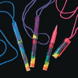 Tie Dyed Pen On A Rope - Set of 12 - Stationary Party Supplies and Teacher Giveaways