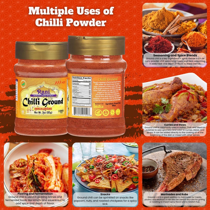 Rani Chilli Powder (Mirchi) Ground Indian Spice 3oz (85g) PET