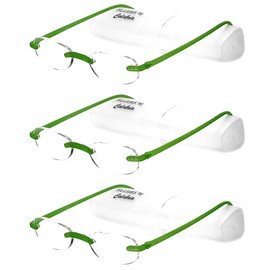 Calabria 715 Flexie Rimless Reading Glasses for Men & Women | Readers +2.75 | Celery (3PACK)