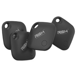 RSH MiTag Android Smart Tag 4 Pack, Key Finder Compatible with Google Find My Device App (Android Only), Bluetooth Key Finder for Luggage/Bags/Suitcase/Wallet, Black