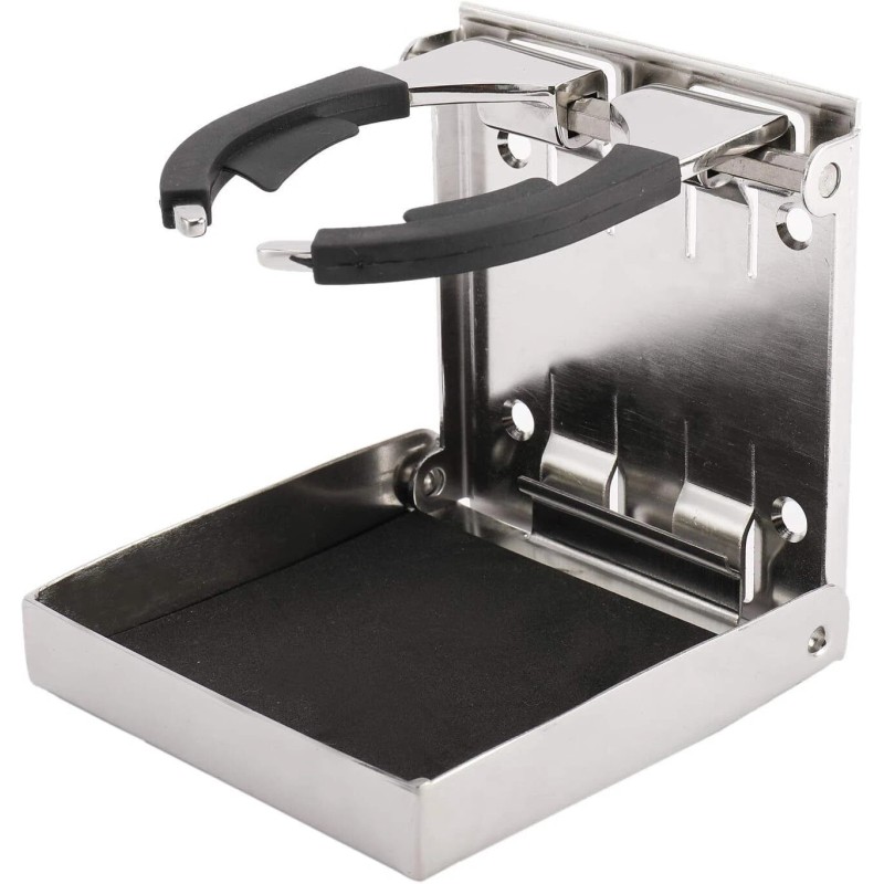 Amarine Made 2X Stainless Steel Adjustable Folding Cup Drink Holder