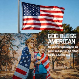 FLAGWIN American Flag 3x5 FT Outdoor Heavy Duty - Premium Nylon US Flag with Embroidered Stars and Sewn Stripes - Fade Resistant USA Flags for Outside High Wind with 2 Brass Grommets