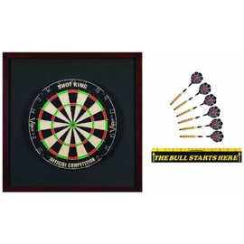 Viper Shot King Sisal/Bristle Dartboard with Staple-Free Bullseye Bundle (Backboard Surround, Darts and Throw Line)