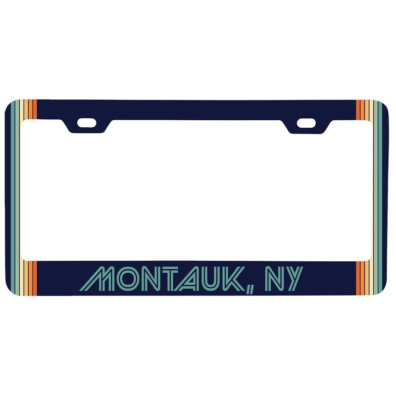 Montauk New York Car Metal License Plate Frame Retro Design