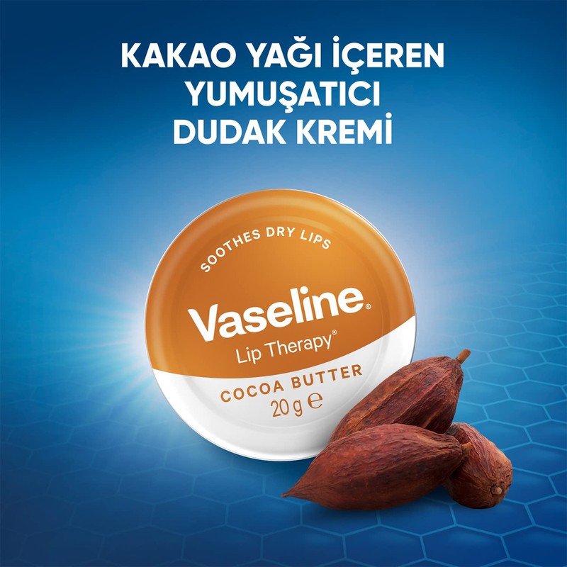 Vaseline Lip Therapy Yumuşatıcı Dudak Kremi Kakao Yağı 20 g