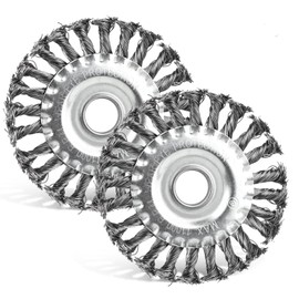 Set of 2 round brushes, diameter 125 x 22 mm, wire brush, angle grinder, braid round brush, disc brush, steel wire with braided wire bristles for angle grinder, drill