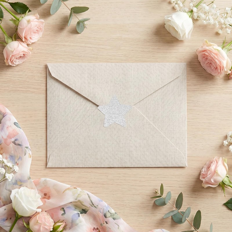 1000 Pcs Silver Star Stickers, 2 Sticker Roll Glitter Star