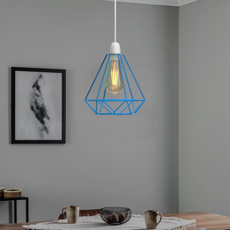 LEDSone Modern Geometric Diamond Pendant Lamp Ceiling Light Metal Wire
