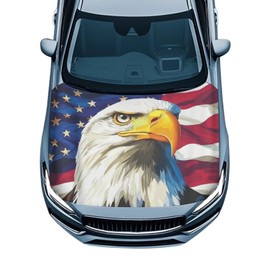 Yewatlles American Flag with Eagle Car Hood Cover Protector Waterproof Elastic Fabrics Hood Covers for Cars Removable Automotive Accessories Suitable Most Automotive Sedans Trucks