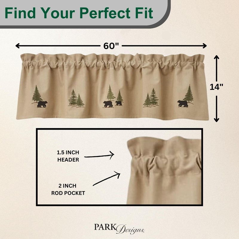 Park Designs Farmhouse Kitchen Valances for Windows - Rustic Lodge