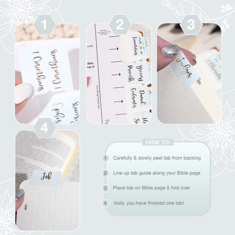 Idyllic Grace - Bible Tabs, Gold Foil Lettering, Bible Journaling,