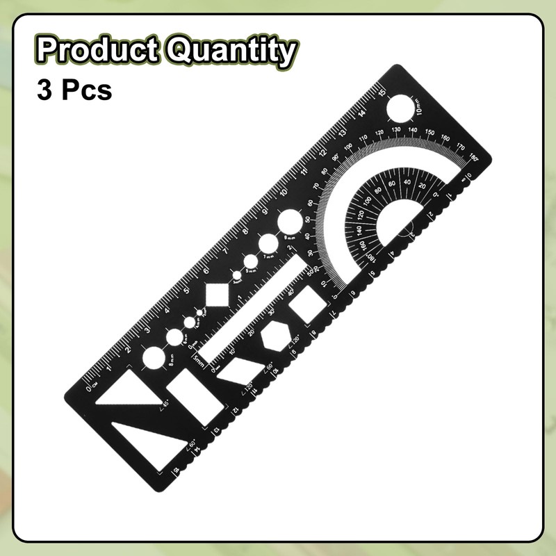sourcing map 3pcs Multifunctional Geometric Rulers 15cm Metric and SAE