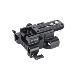 NICEYRIG Universal Base Plate Quick Release Camera Plate with 15mm Rod Clamp with 1/4" and 3/8" Screw Hole, Rod Support, for DSLR Equipment, QR Plate Easy to Install and Remove, Compatible with Shoulder/Tripod Cinema, Most SLR and Micro Cameras - 545
