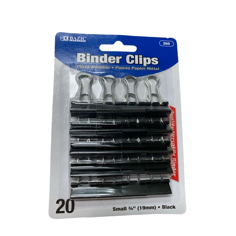 Bazic 260 Binder Clips Quality Versatile Binder 20pc Each Small