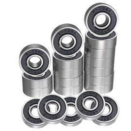 High-Performance Frictionless Ball Bearings - Set of 10, Colorful Miniature Metal Bearings, 608RS, Double Shielded Bearings (BLACK)