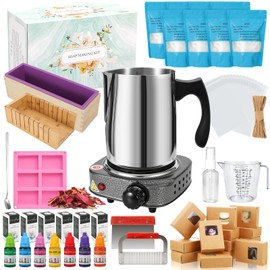 DIY Soap Making Supplies,Soap Making Kits For Soap Melter,4.4 Lb Soap Base,6 Essencial Oils,7 Dyestuffs Suitable,Silicone Loaf Molds Soap Cutters For Soap Making,Diy Parent-Child Games Soap Kits