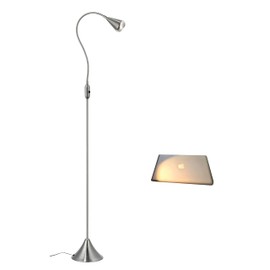 HomeFocus - LED Floor Lamp,Standing Lamp for Reading,Eye-Caring,Stepless Dimming,Floor Lamp for Living Room,Bedroom,LED 5W,Energy Efficient Super Bright (Satin Nickel)