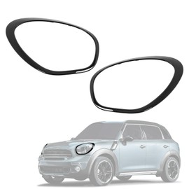 HECASA Pair Headlight Bezel Compatible with 2011-2016 Mini Cooper Countryman 2013-2016 Mini Cooper Paceman Front Headlamp Door Cover Trim Painted Gloss Black - Driver & Passenger Side