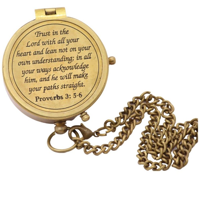 Roorkee Instruments India Compass with Scripture Proverbs 3: 5-6 is