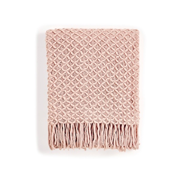 CREVENT Farmhouse Boho Knitted Throw Blanket for Couch Sofa Chair