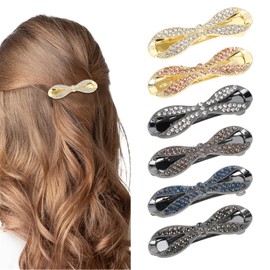 CUSARA Vintage Rhinestone Hair Barrettes for Women Girls French Elegant Rhinestone Bow Hair Clips Barrettes