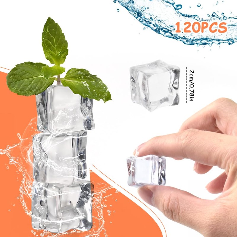 LPAMABA Pack of 120 20 mm Plastic Ice Cubes Plastic