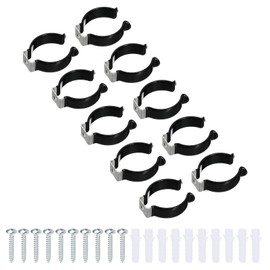 MECCANIXITY T12 U Clips Holder Bracket for LED Light Bulb Mounting Bracket Support Stainless Steel Fluorescent Tube Holder Screw Pipe Clamps Spring Holder Tool Clips, Black Pack of 10