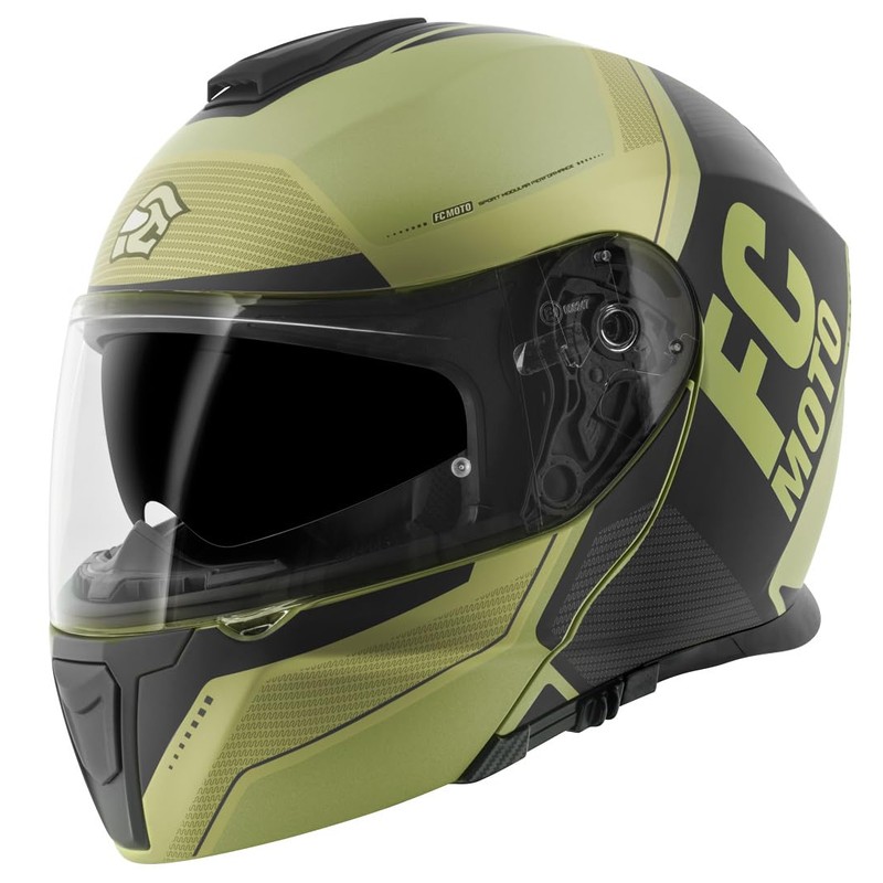 FC-Moto Novo Circuit Flip-Up Helmet, Green/Black, M (57/58)
