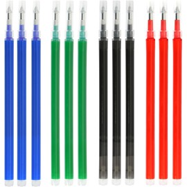 Erasable Gel Ink Pen Refills,0.7mm Fine Point Compatible with FriXion Click Pens,Quickly do Smooth Erasable Refills for Writing, Planner, Crossword Puzzle (12Pcs)