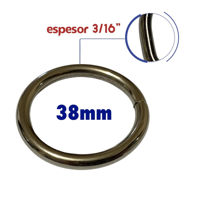 argolla Redonda soldada 38mm Espesor 3/16" argollas Uso rudo para