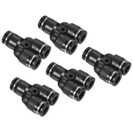 PATIKIL 1/4" Push to Connect Air Line Fitting, 10 Pack Y Shape Pneumatic Quick Connect Fittings, Black