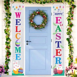 Easter Egg Couplet Festival Decorative Porch Curtain Easter Couplet Flag with A Pole