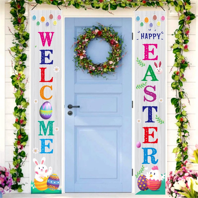 Easter Egg Couplet Festival Decorative Porch Curtain Easter Couplet Flag