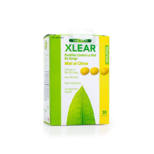 XLEAR Sugar Free Cough Drops, Natural Honey Lemon, 30 ct